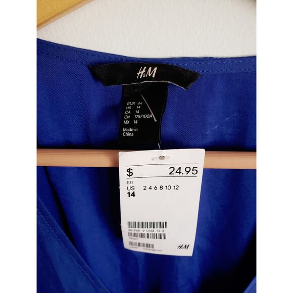 H&M Zip Front Skater Dress Blue Size 14 - Picture 7 of 8